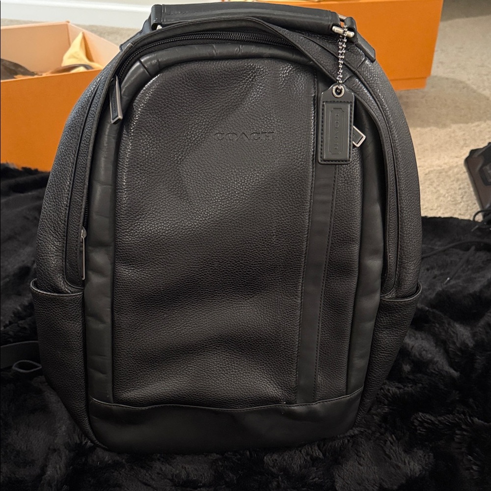 Coach Black Leather Backpack